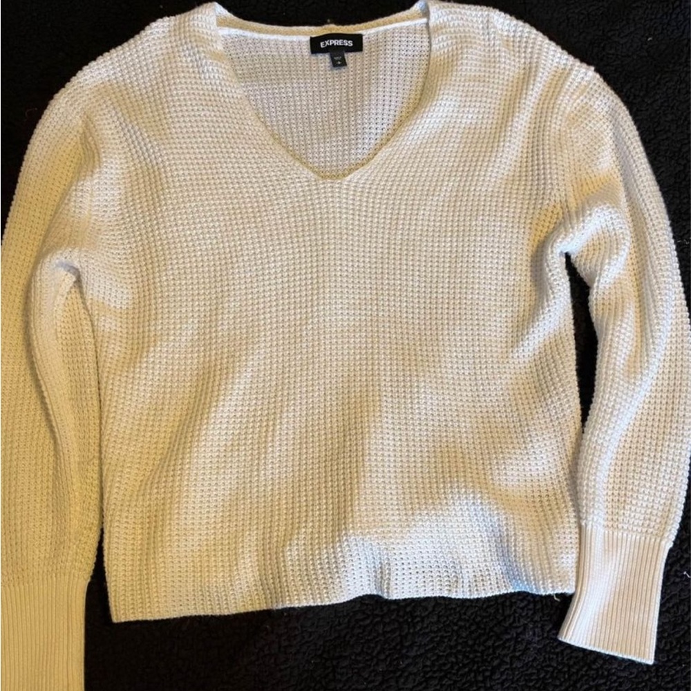 Express small petite white sweater